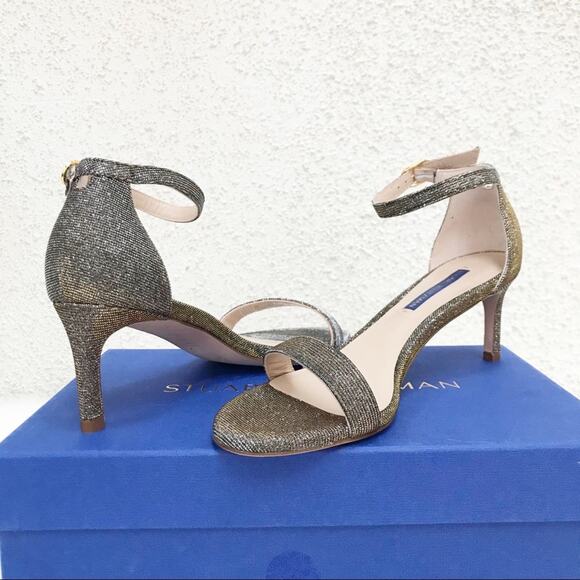 Stuart Weitzman Nu Naked Straight 60mm Sandal Nighttime Lame - Picture 6 of 9